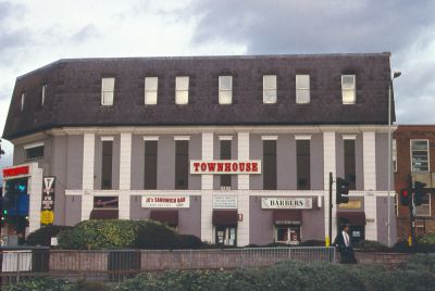 Townhouse night club
The Queen's Hall cinema of 1911 was reopened in 1947 as the Florida and, after closure in 1976, was converted into the Townhouse nightclub. It is shown as it was in 2003 before Genotin Road was extended.
Keywords: cinemas