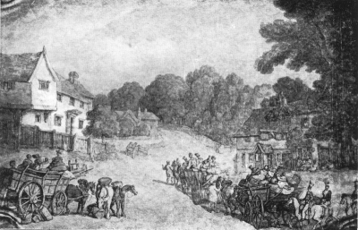 Holly Bush, by Rowlandson
Reproduction of an engraving of this public house. The first Holly Bush was recorded in 1731. It started life as a cottage that was converted into a beer house and given the sign of "The Barley Man" - [i]A-Z of Enfield pubs, part 1[/i], by Gary Boudier.
Keywords: pubs;inns