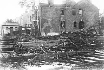 Fire, Chase Side, 18th July 1911
[i]Comment by P Cracknell, 2014-04-01:[/i] This building is 23 Holtwhite Avenue which has since been repaired and heavily modified.

[i]Comment by Daren Gordelier, 2014-05-05:[/i] Devastation after the fire which occurred on 18th July 1911. 
Keywords: demolished buildings;fires