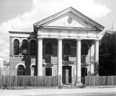 Emmanuel Baptist chapel, Baker Street (Em
The former Congregational church in Baker Street, which for seven or eight years had been rented by the Salvation Army, was taken over by the Old Baptist Union in 1932 to be known as Emmanuel Baptist. It was demolished in 1977.
Keywords: 1970s;chapels;churches;demolished buildings;pillars