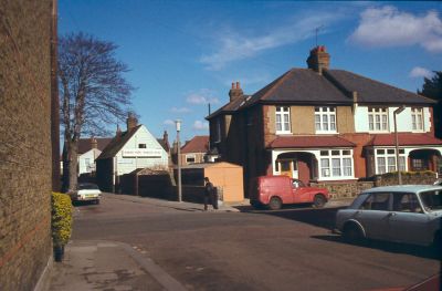 Nunn's Road with view of Manor Yard
Red lettering on the white building at the left of centre appears to read "MANOR YARD - MANOR ROAD". (What was Manor Yard? Some type of industrial premises?)
Keywords: roads and streets