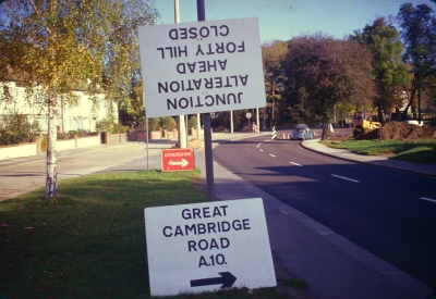 Clay Hill / Baker Street junction at time of road alterations 
Keywords: roads and streets