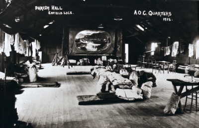 Parish Hall, Enfield Lock
A.O.C. (Army Ordnance Corps) quarters, 1915. Postcard.
Keywords: military forces